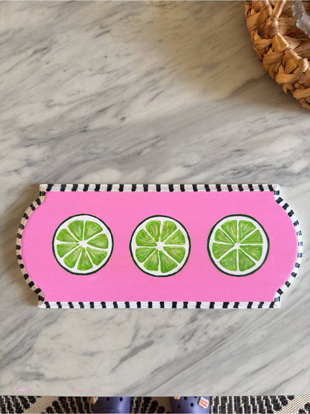 Hand-Painted Pink Lime Wall Plaque - Home Accents